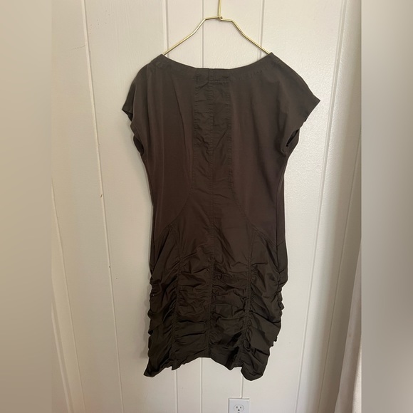 Wearable ruched mini dress in olive sz small - Picture 3 of 4